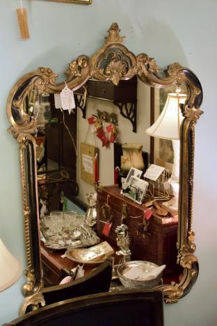 Vintage Labarge gilt & black mirror