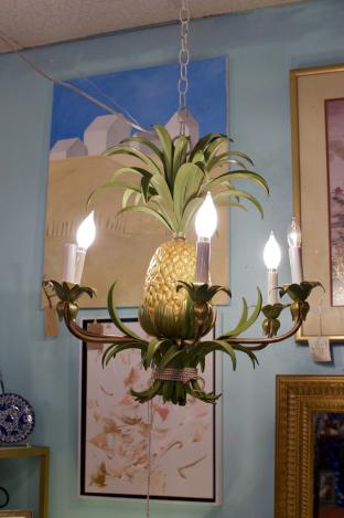 Vintage Italian tole pineapple chandelier.