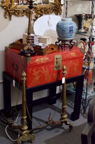 Antique Asian trunk with base