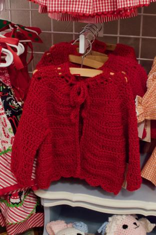 Red hand crocheted sweater