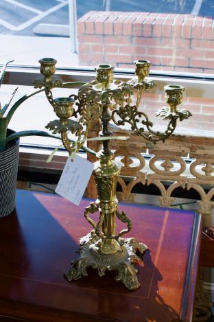 Pair of French brass candelabras