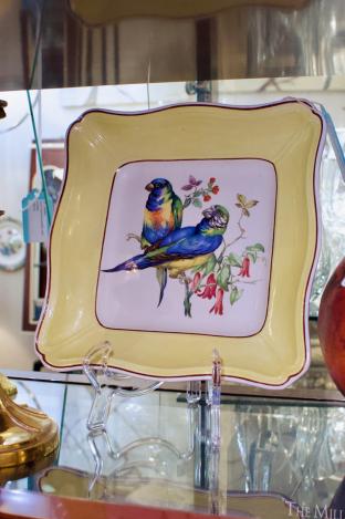 Vintage Mattendett square plate w/ parrots