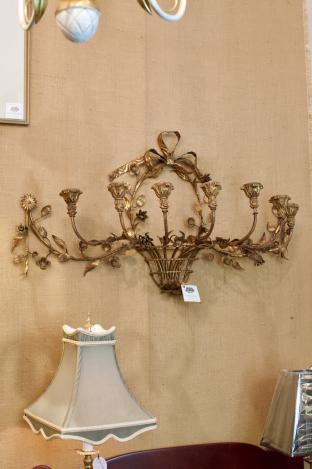 Rare, vintage Italian candelabra w/ flower basket theme