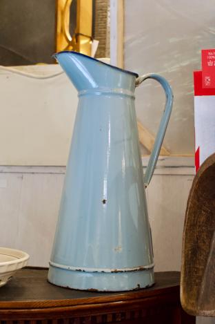 French blue enamel pitcher