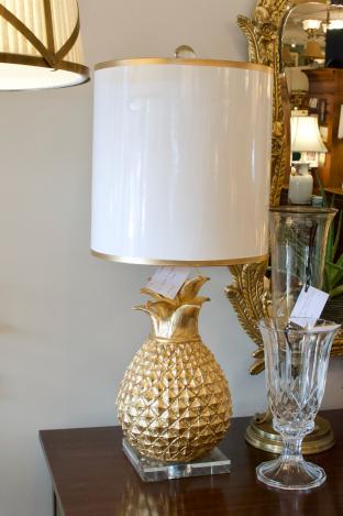 Gold pineapple lamp (1 of pair)