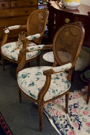 Pair of cane back Bergere chairs