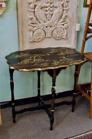 Vintage hand painted chinoiserie accent table