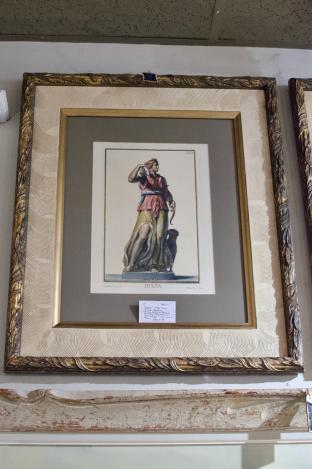 “Diana” vintage hand colored engraving