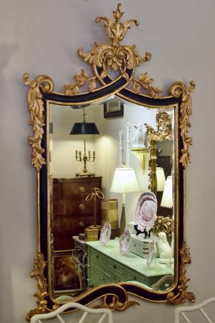 Black & gold scroll leaf mirror