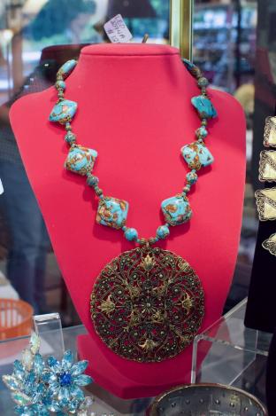 Rare color Venetian glass & brass necklace