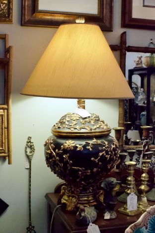 Pair of black & gold lamps