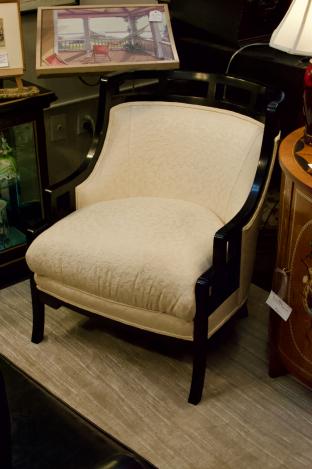 Hickory white upholstered arm chair