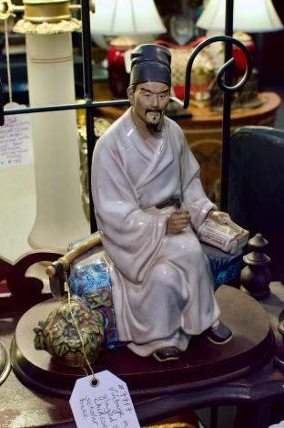 Vintage mud man glazed shiwan Chinese seated scholar