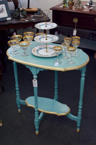 Tiffany blue & gold leaf table