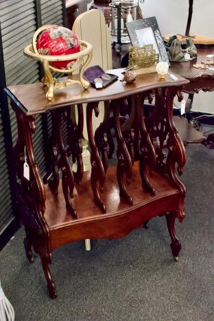 Antique Victorian library Canterbury table