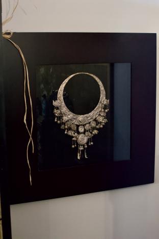 Silver necklace shadow box