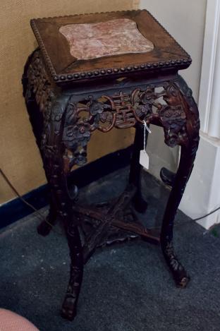 Carved oriental plant stand