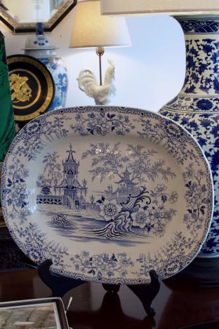 Antique blue & white platter