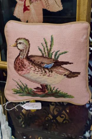 Needlepoint duck pillow