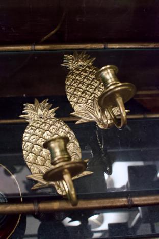 Brass pineapple sconce pair