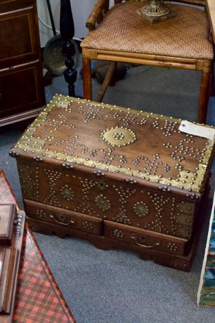 Old chest w/ polished brass tacks