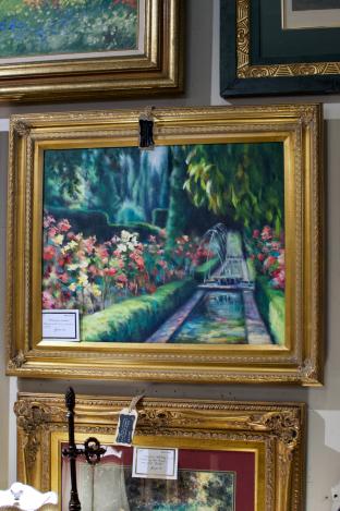 “Alhambra Garden” impressionist oil on canvas