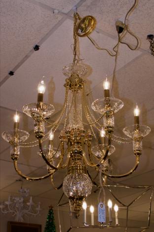 Hand blown lead crystal brass chandelier