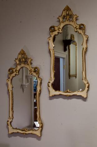 Pair of gold and cream Florentine mirrors