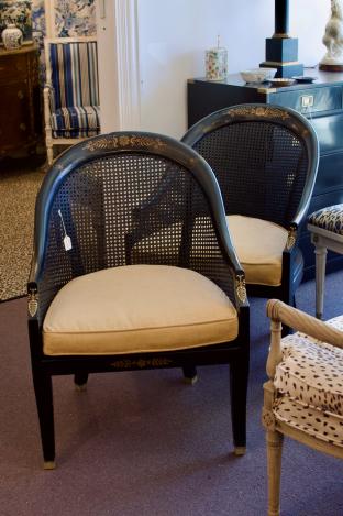 Ebonised wood chair (pair)