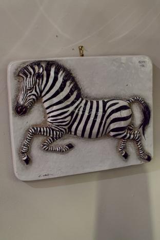 Signed zebra wall plaque