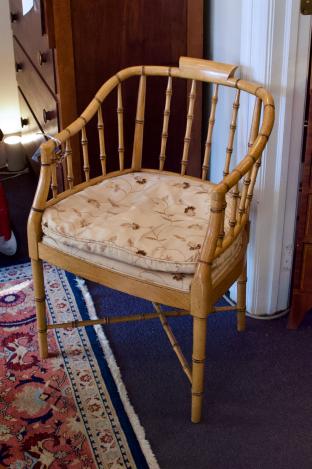 Faux bamboo chair by century w/ down cushion