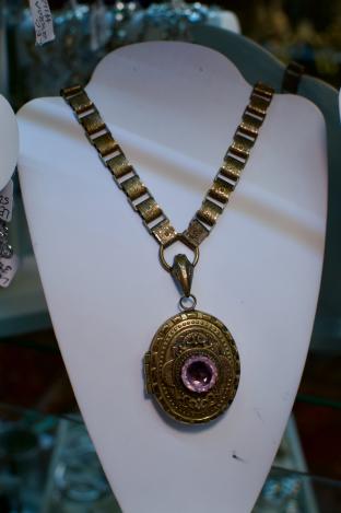 Victorian revival double locket on bookchain