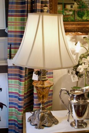 Amber antique brass vintage lamp