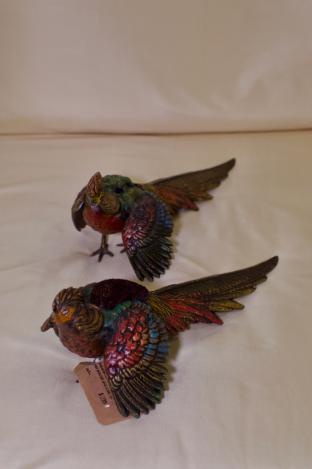 Antique Vienna cold painted bronze pheasants