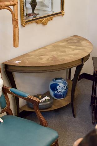 Metal demilune table