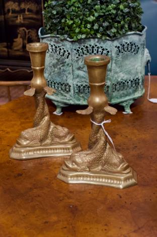 Regency style heavy brass candlesticks