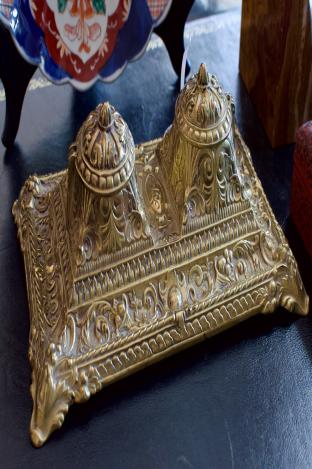 Brass inkwell