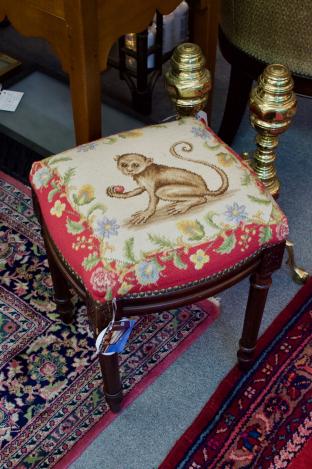 Monkey needlepoint bench