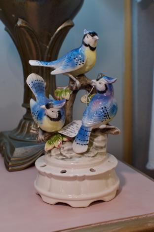 Blue jay floral frog centerpiece