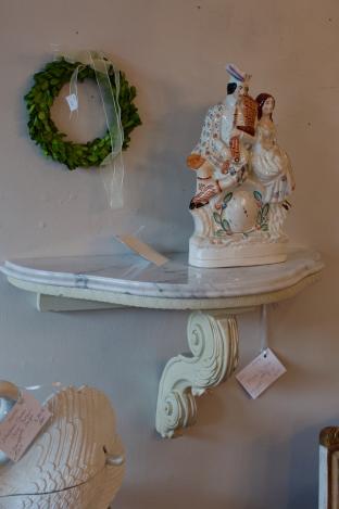 Marble top wall shelf