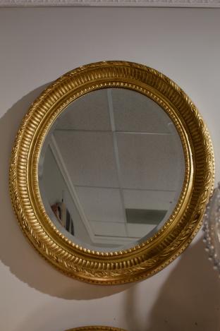 Oval gilt frame mirror pair