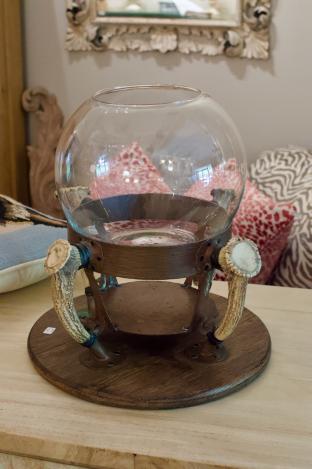 Glass bowl w/ antler stand