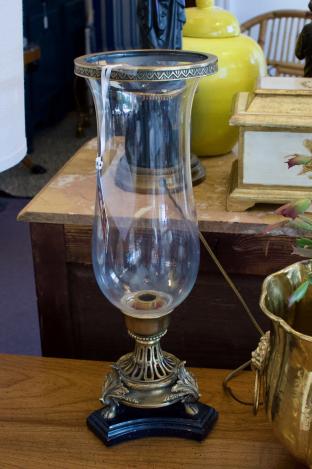 Pair of hurricane lamps w/ ormolu bottoms