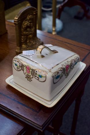 Antique China covered cheese dish