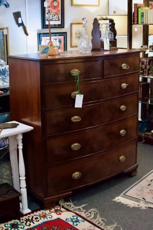 18th century flamed mahogany bow front oversized chest