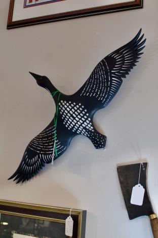 Hand carved loon wall decoy
