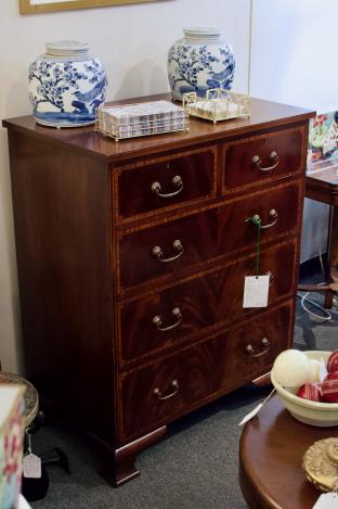 English banded mahogany chest