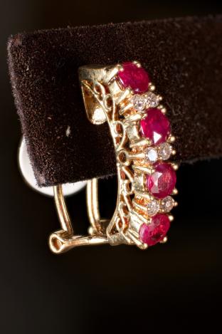 Ruby & diamond clip earrings