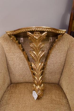Large gold gilt acanthus wall bracket shelf