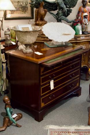 beautiful chest w/ leather covered board slide